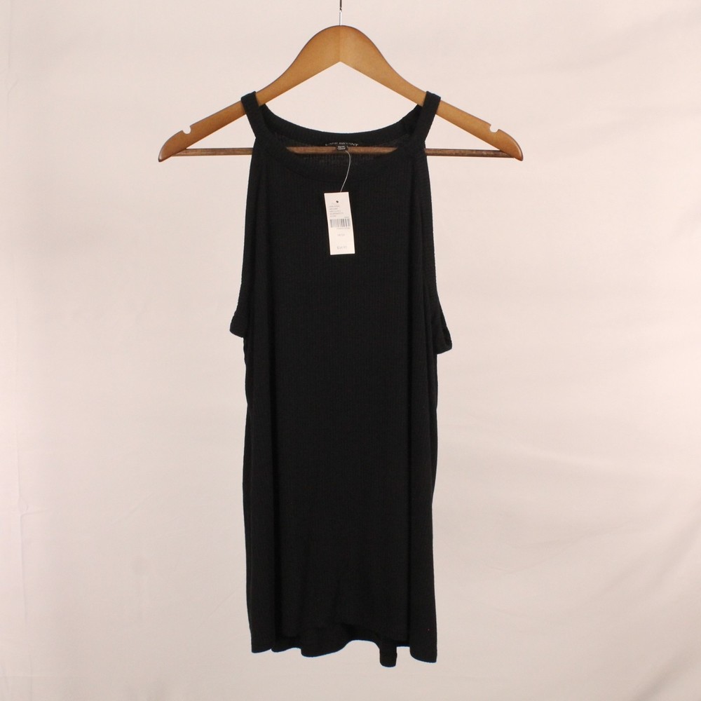 Lane Bryant Black Ribbed Halter Tank NWT